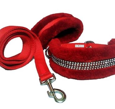 Dog Fur Collar with Leash Set 1.25 Inch ( Large)